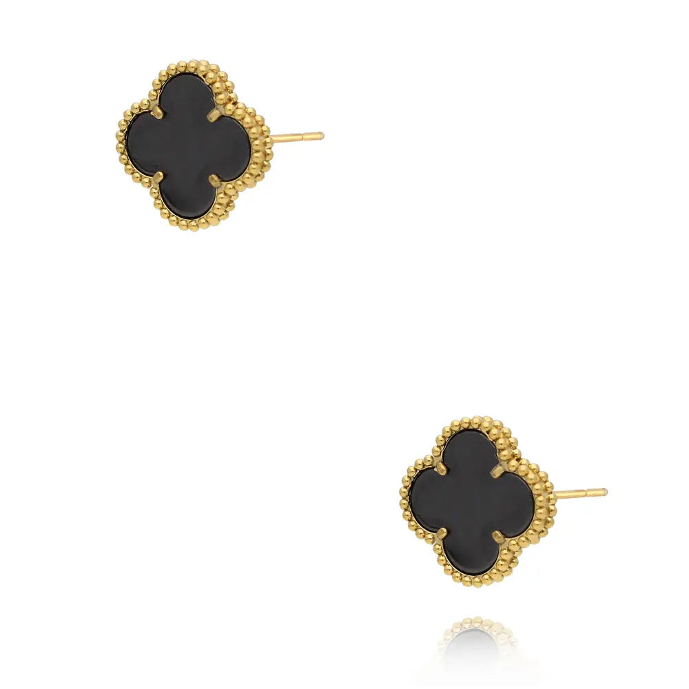 Smycken BY DZIUBEKA Örhängen Fyrklöver Svart