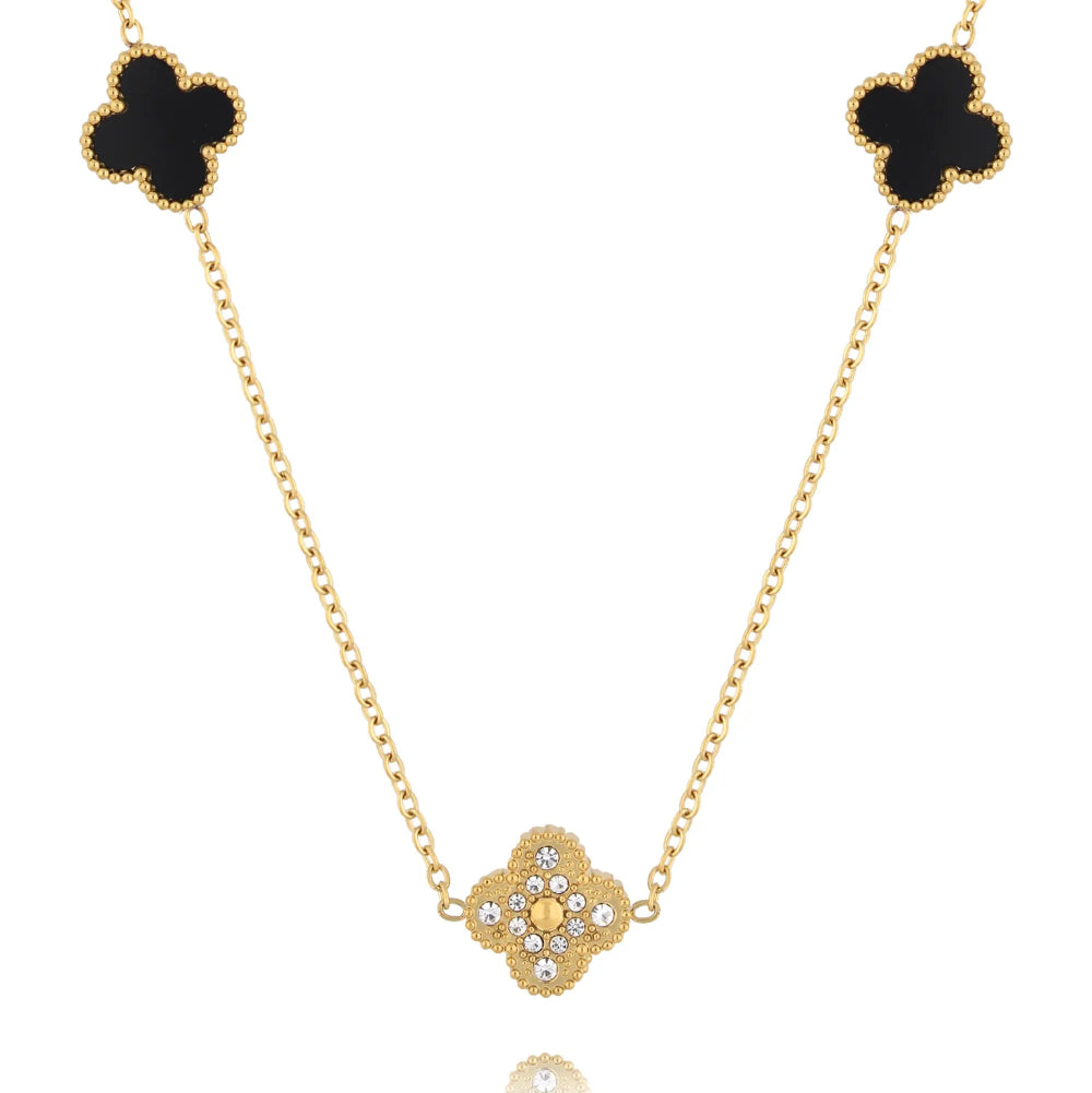 Smycken BY DZIUBEKA Halsband Fyrklöver Svart