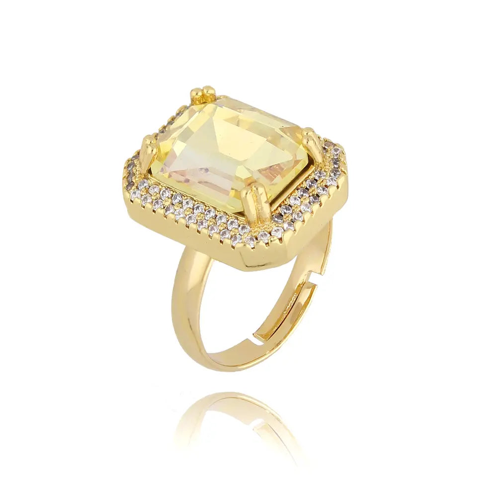 Smycken BY DZIUBEKA Ring Med Citrongul Kristall
