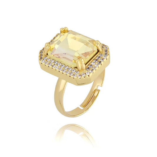 Smycken BY DZIUBEKA Ring Med Citrongul Kristall